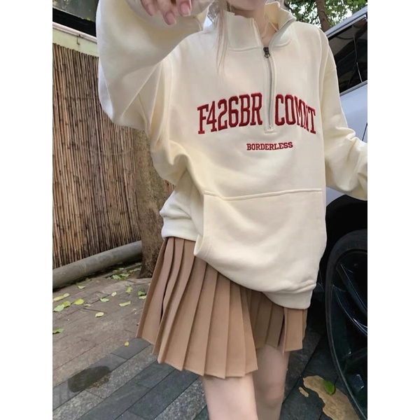Áo Sweater Cổ polo in chữ chất nỉ bông mịn ấm form Ulzzang unisex Nam Nữ [ Hình thật + Video 100% CHILIF ] Freeship | BigBuy360 - bigbuy360.vn