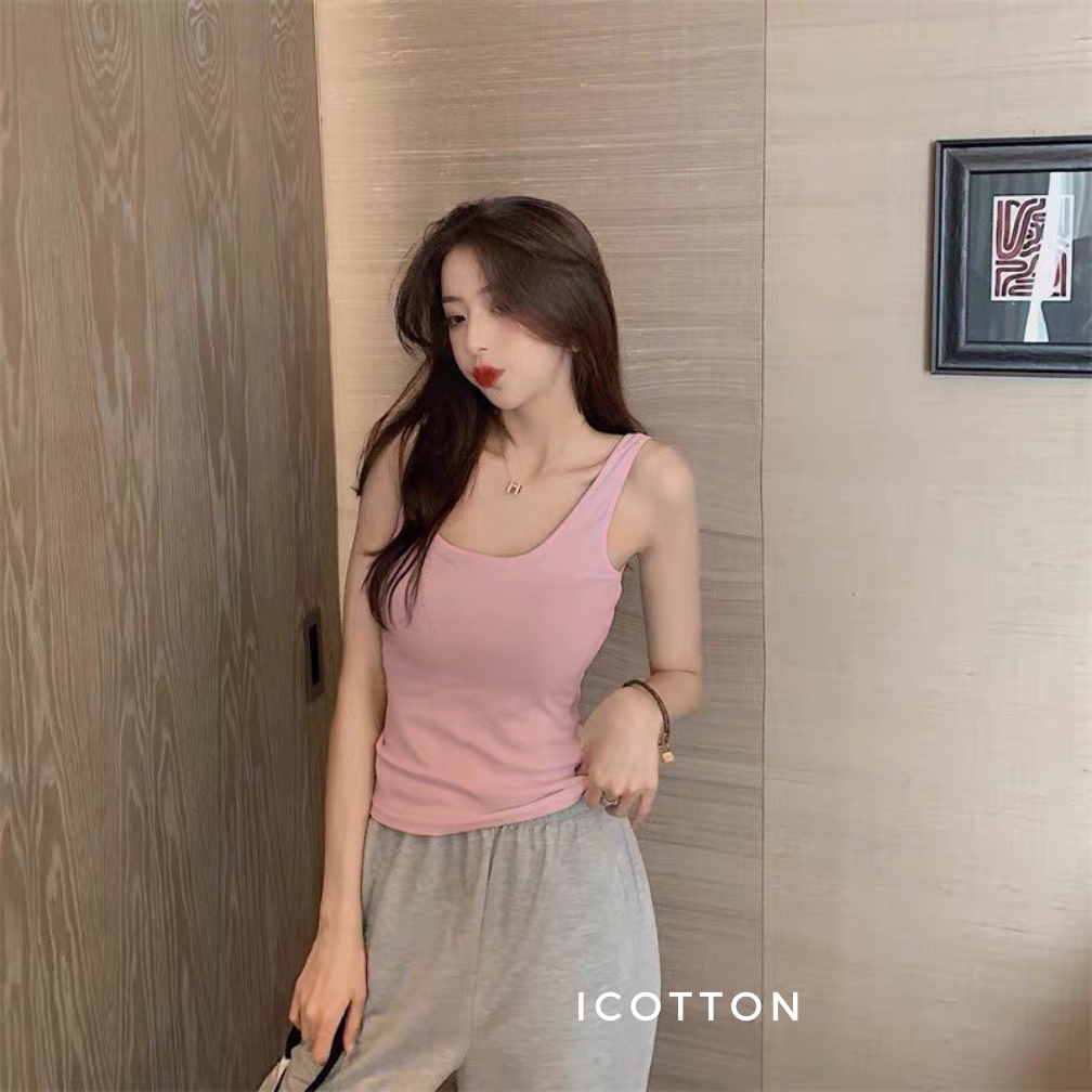 Áo ba lỗ nữ ❤️iCotton❤️ áo ba lỗ cotton 4 chiều cao cấp, đen trắng