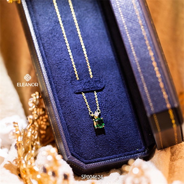 Dây chuyền nữ Eleanor Accessories mặt đính đá xanh sợi mảnh phụ kiện trang sức sang trọng