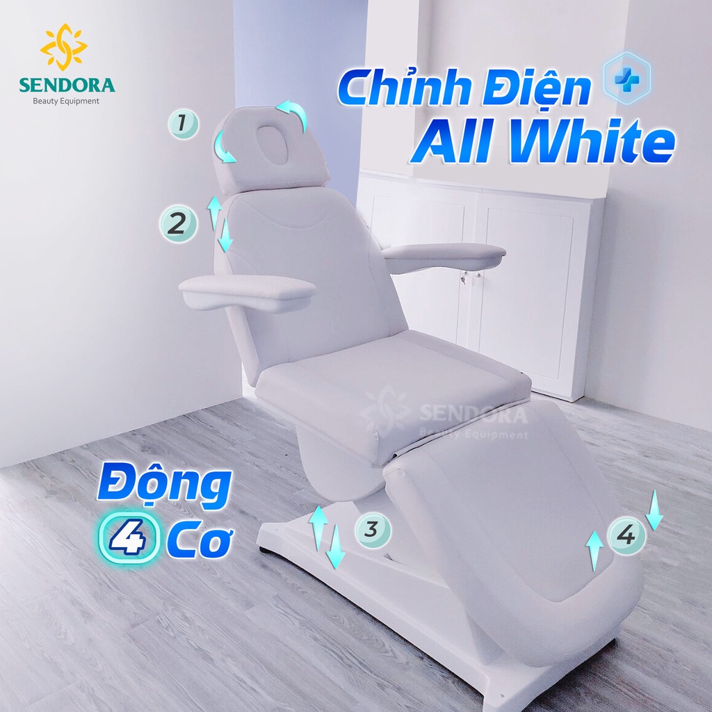 Giường tiêm Filler, ghế thẩm mỹ chỉnh điện 4 động cơ Hi-mec – Màu trắng HMBB-8014