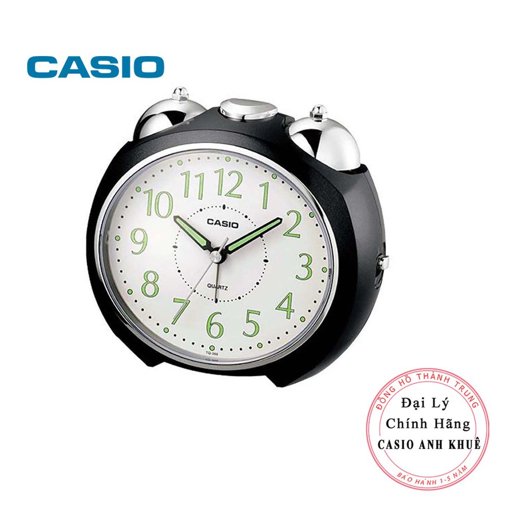 Đồng hồ để bàn Casio TQ-369-1DF có đèn chuông báo thức, dạ quang ( 11.6×13×9 cm )