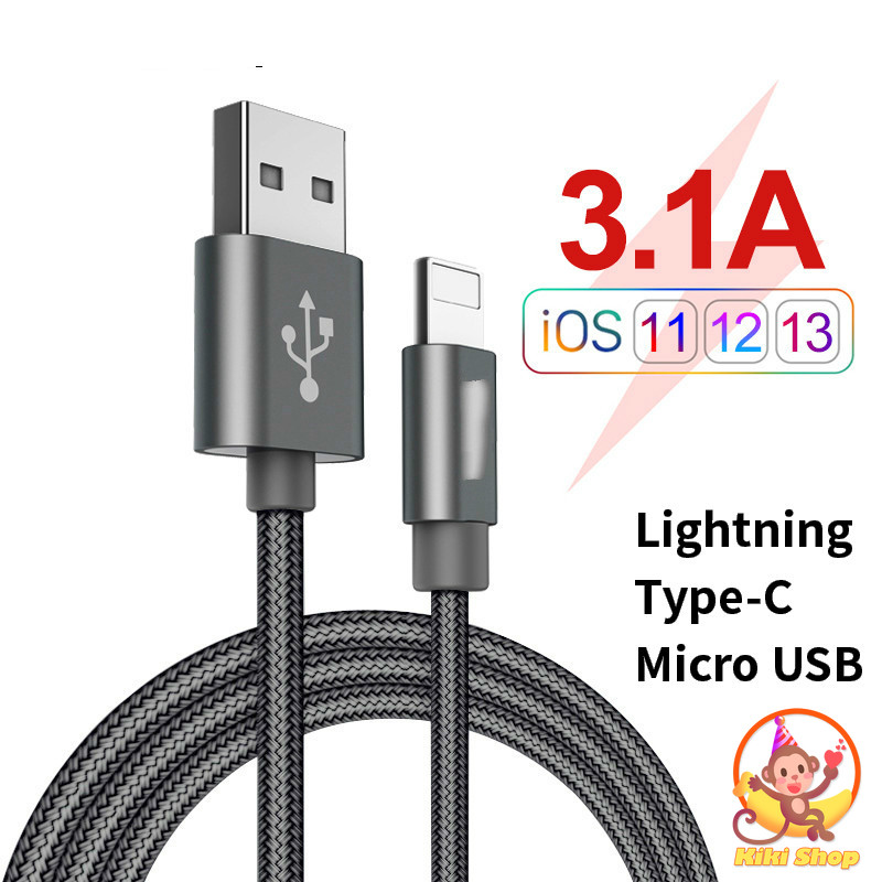 Cáp sạc nhanh USB cho máy tính bảng IP Android Samsung Micro USB dây nylon bện