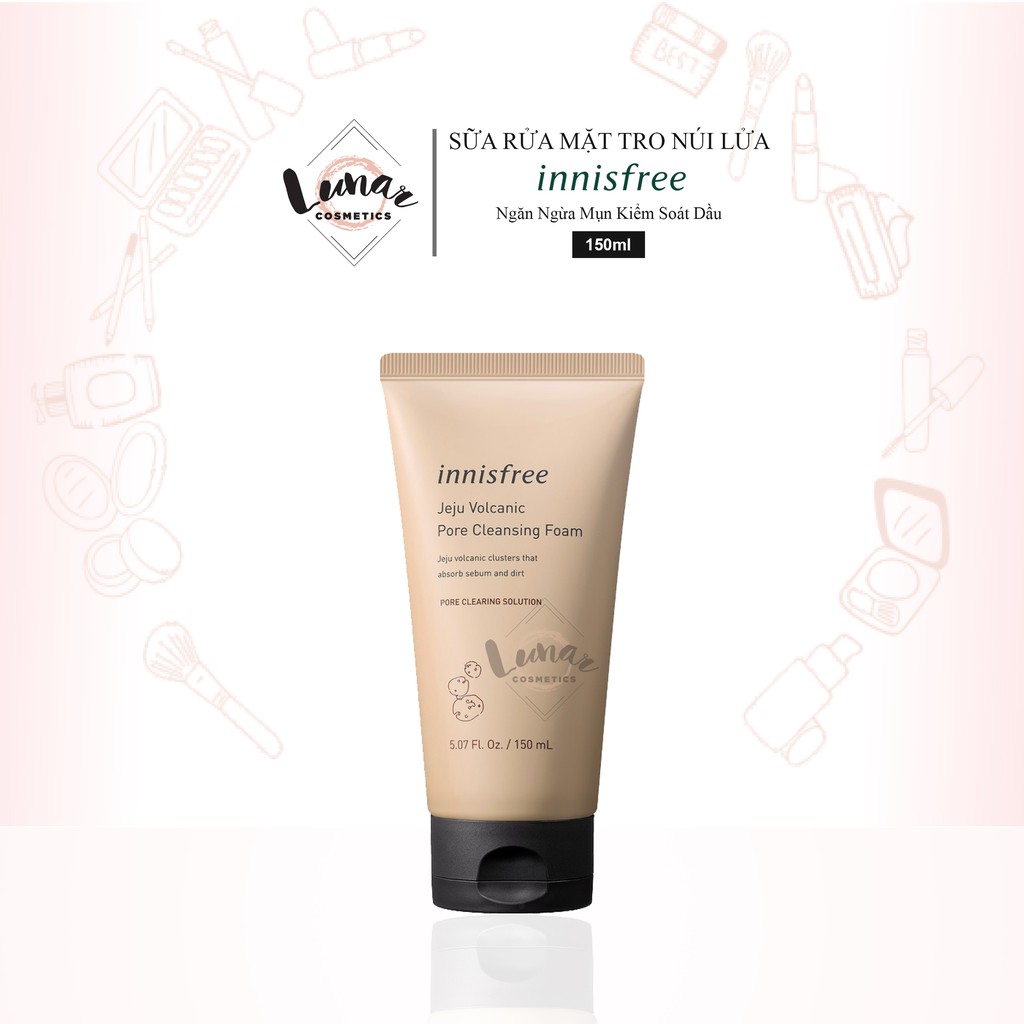 Sữa Rửa Mặt Innisfree Chiết Xuất Tro Núi Lửa Ngăn Ngừa Mụn Kiểm Soát Dầu Jeju Volcanic Pore Cleansing Foam 150ml