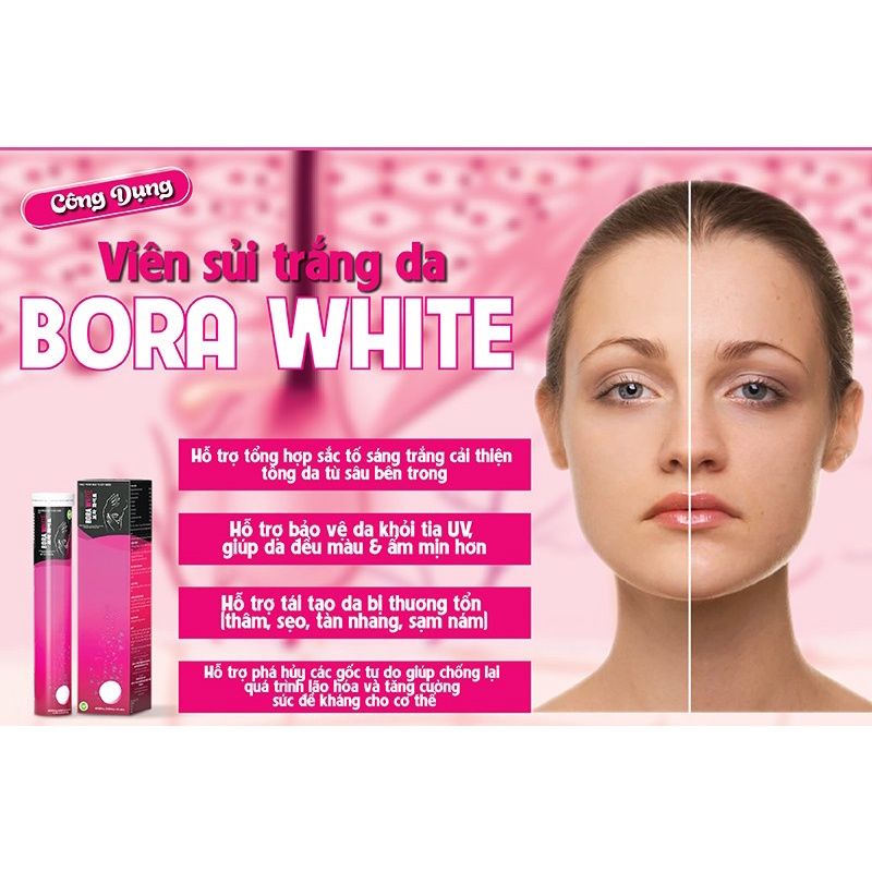 [Chính hãng] Bora White viên sủi trắng da Hàn Quốc 20 viên