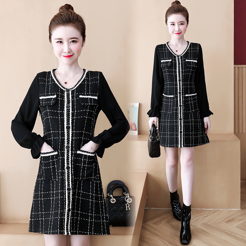 Đầm Nữ Tay Dài Phong Cách Hàn Quốc Thời Trang Mùa Thu Plus Size
