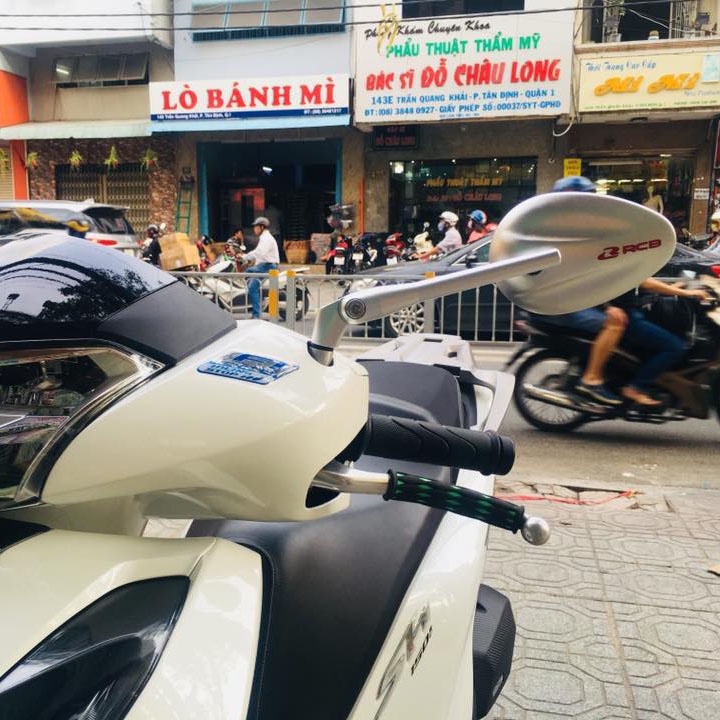 Gương xe máy thời trang mini RCB mẫu S5 kiểu trái xoài gắn chân gương, kính chiếu hậu cho AB, SH, SH Mode, Wave,…