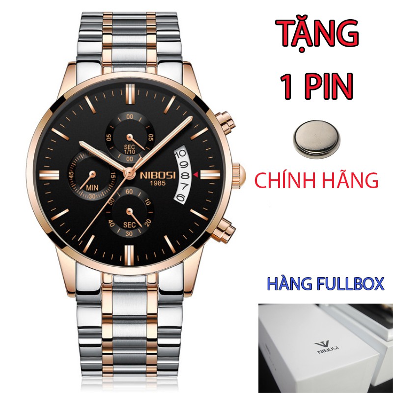 Đồng hồ Nam Nibosi 100% chính hãng, hàng fullbox, máy full kim (Ni2309 dây đúc)