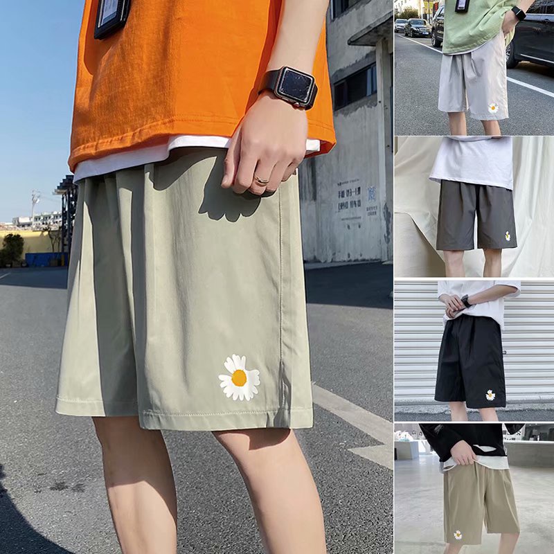 Quần Short Đi Biển Ống Suông Rộng In Hình Hoa Cúc Cá Tính Cho Nam