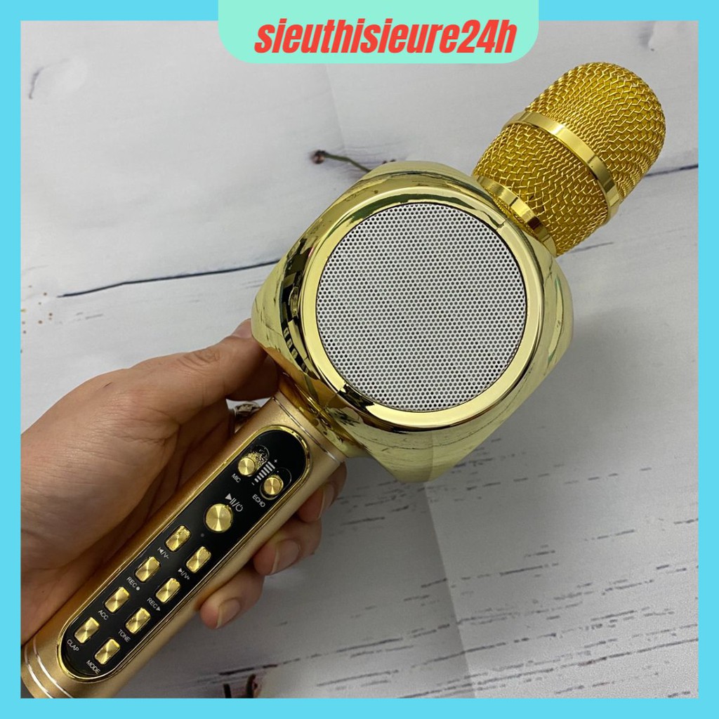 Micro Hát Karaoke Bluetooth ❤️FREESHIP❤️ Mic Hát Không Dây YS90 Tích Hợp Loa, Thẻ Nhớ, Bắt Giọng Chỉnh Tone, Ghi Âm