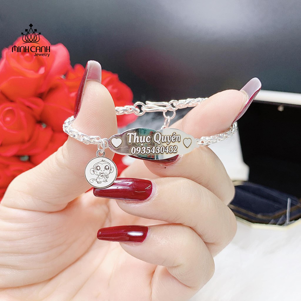 Lắc Bạc Ta Khắc Tên Cho Bé Gái Hình Đám Mây - Minh Canh Jewelry