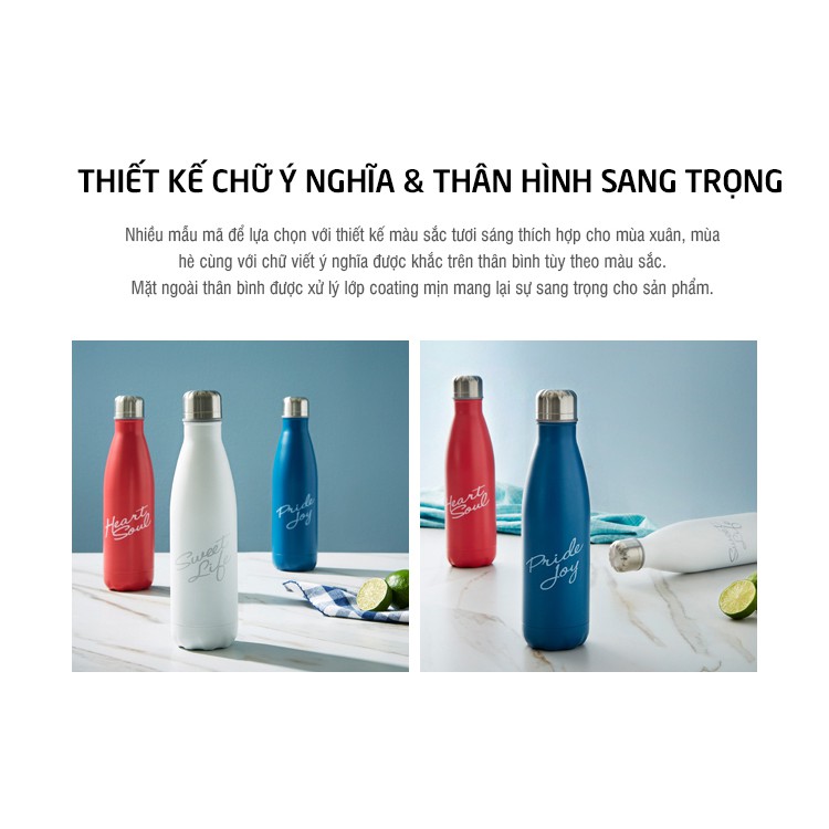 Bình Giữ Nhiệt Lock&amp;Lock Luna Bottle LHC3215 (500ml) - Trắng/Xanh - Hàng Chính Hãng