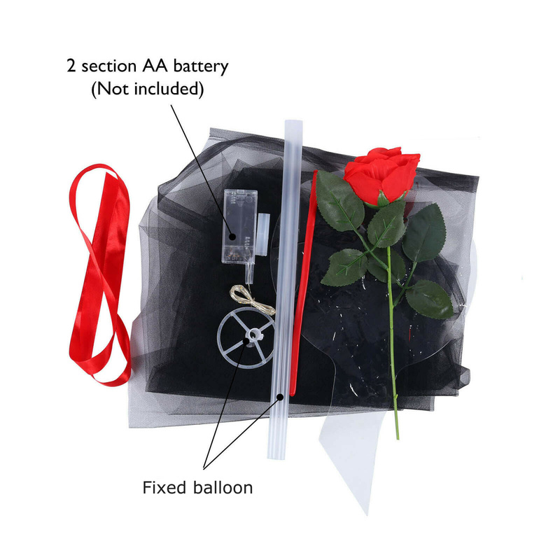 Romantic LED Bionic Rose Flower Bubble Balloon/ LED Luminous Rose Bouquet Light with Bobo Balloons/ DIY Birthday,Valentine's Day, Christmas, Romantic Gifts for Girlfriend Wife Women