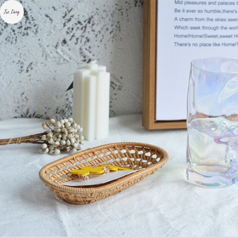 Khay mây đựng đũa thìa decor siêu xinh thân thiện với môi trường