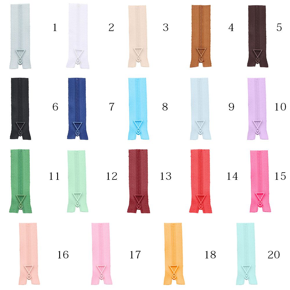 Bộ 5 dây khóa kéo mini đầu tam giác kích thước 6 cm gồm 20 màu dùng may quần áo búp bê thủ công DIY ROW