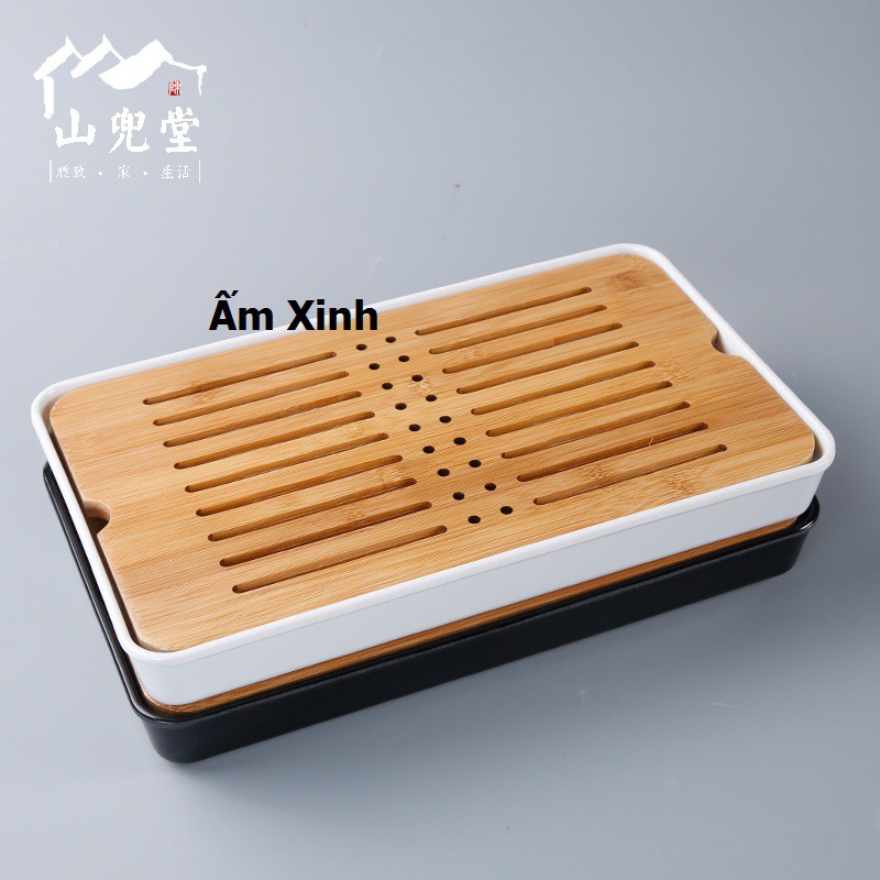 KHAY TRÀ BẰNG TRE CÓ KHAY HỨNG NƯỚC BÊN DƯỚI DÙNG CHO BÀN TRÀ