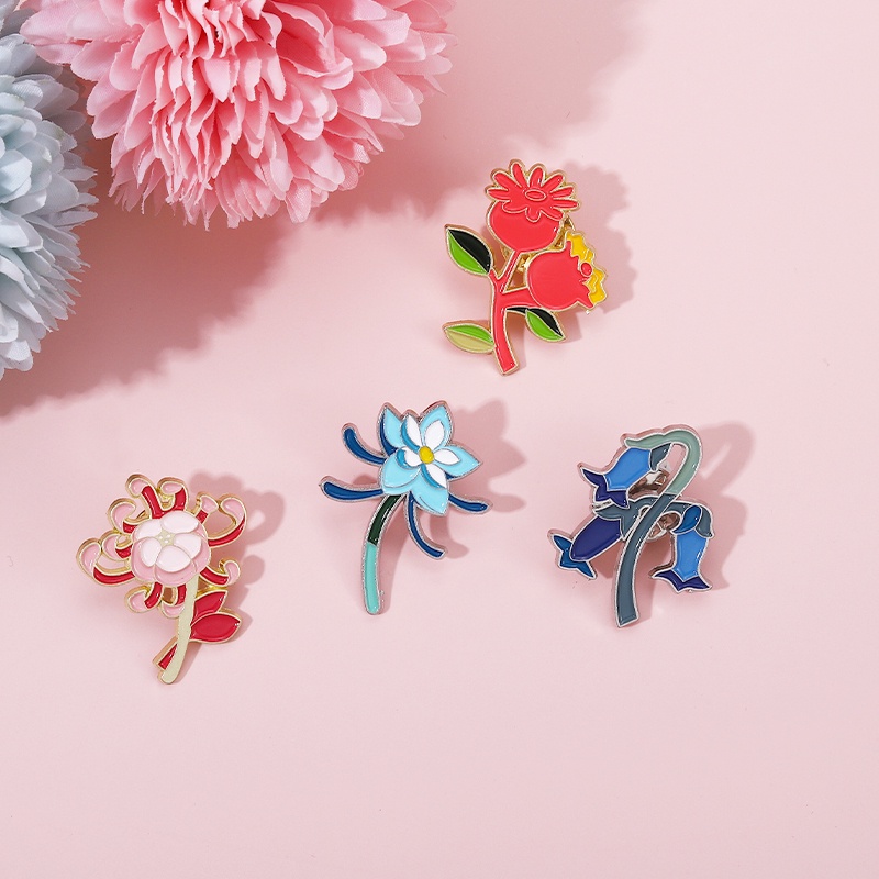 Trâm cài áo QIHE JEWELRY hình hoa 7 kiểu dáng tùy chọn tráng men xinh xắn dùng trang trí balo/ quần áo
