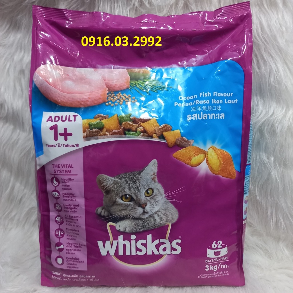 Thức ăn cho mèo Whiskas 3kg, Thức ăn cho mèo trưởng thành