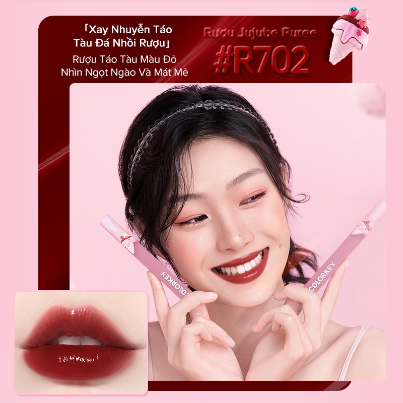 【COLORKEY】Son tint lì bóng siêu cho môi căng mọng Colorkey Juicy Lasting Fruit Tint 1.7g