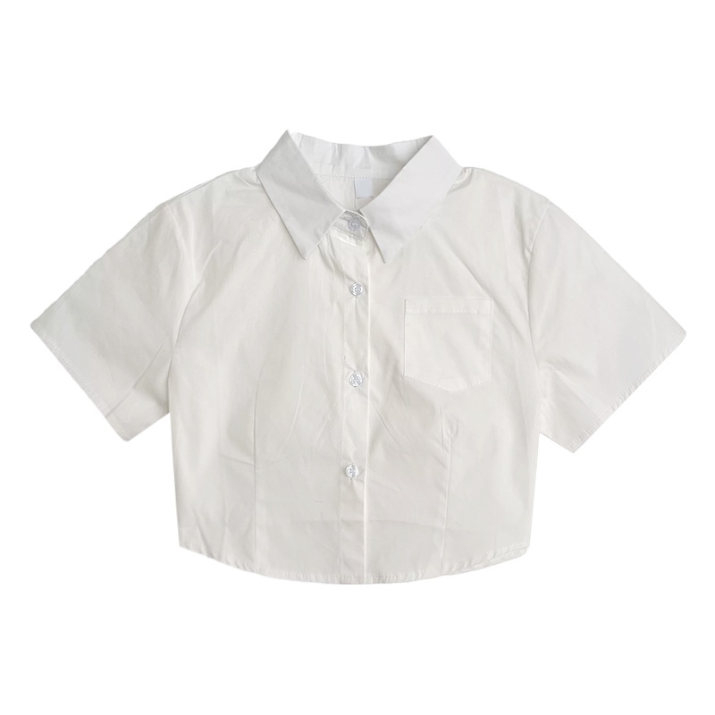 Áo Sơ Mi Croptop Nữ Ngắn Tay Phối Túi Ngực Thời Trang Sugal SO MI NU 009