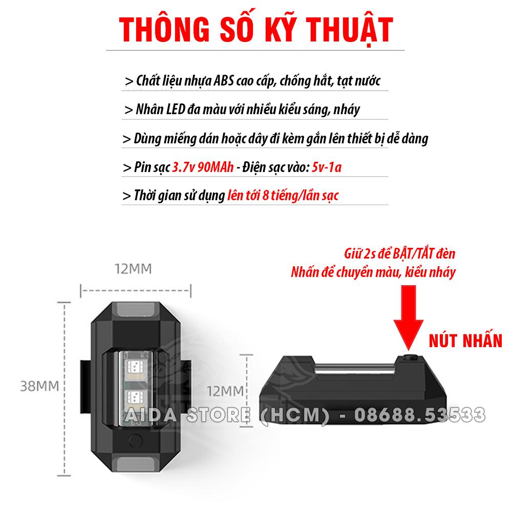 Đèn LED sẵn pin sạc 2SMD đa màu trang trí, phát tín hiệu, cảnh báo, nh