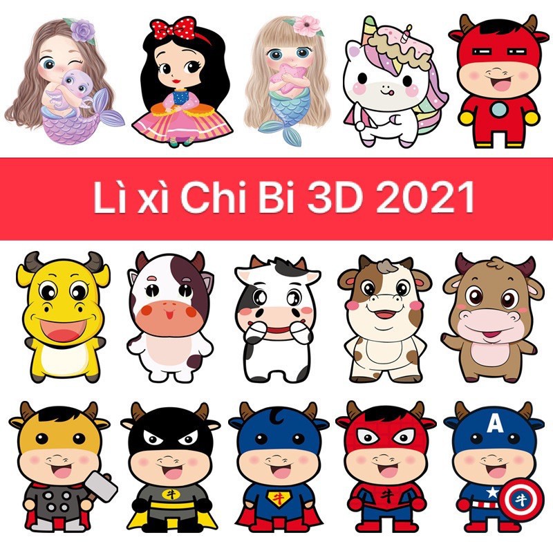 Lixi Chipi Tết 2021 - Lixi Tết Hoạt Hình Bóng Đẹp,Dày Dặn, Siêu Kute