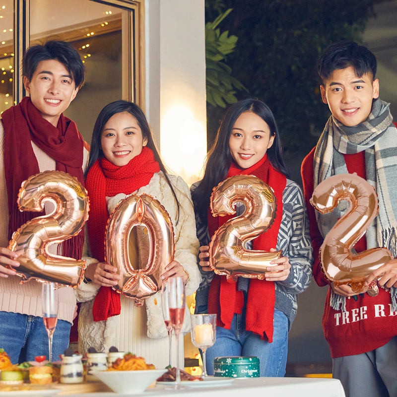 Bong bóng hình số 2022 trang trí nhà cửa mừng năm mới 16 inch