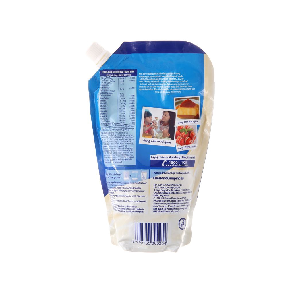TÚI 545GR SỮA/KEM ĐẶC CÓ ĐƯỜNG DUTCH LADY  CAO CẤP