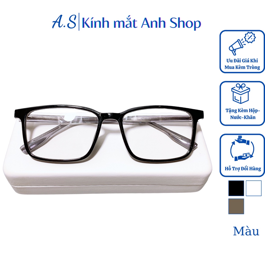 Gọng kính chữ nhật to thời trang chất liệu nhựa dẻo cốt kim loại bền đẹp 17166