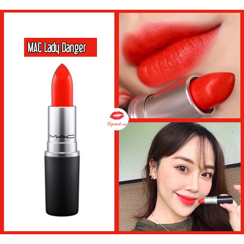 CHÍNH HÃNG- Son MAC Matte Lipstick màu đỏ cam 607 Lady Danger