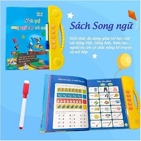 Đồ chơi thông minh, Bảng học điện tử nói song ngữ cho bé, Sách song ngữ Giúp Con Học Tốt Tiếng Anh và Luyện Trí Tuệ