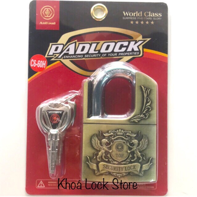 Ổ khoá 6 phân chống cắt PADLOCK song sư khoá lại cần chìa khoá