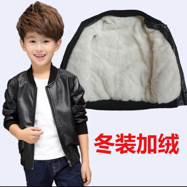 Sỉ đủ size từ size 90-150cm áo da lót lông cho bé trai có chiều cao từ 90 cm-150cm.