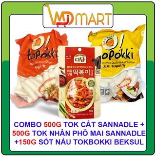 Combo 500g bánh gạo cắt khúc Sannadle + 500g bánh gạo phô mai sannadle + sốt nấu tokbokki beksul