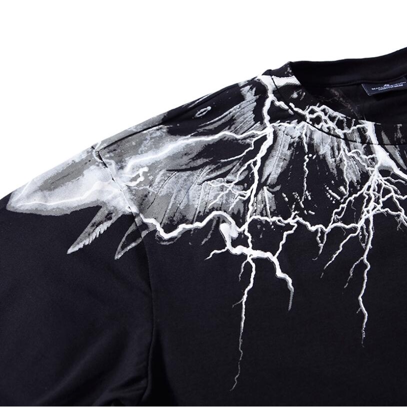 Áo Thun Tay Ngắn In Hình Đôi Cánh Sấm Sét Trắng Đen Thời Trang Cho Cặp Đôi