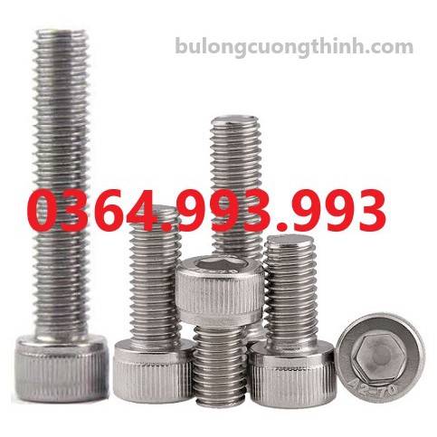 Gói 20 cái Bulong lục giác chìm 6ly/ 8ly. Dài: 10mm/20mm/30mm/40mm/50mm/60mm/70mm Chất liệu: INOX