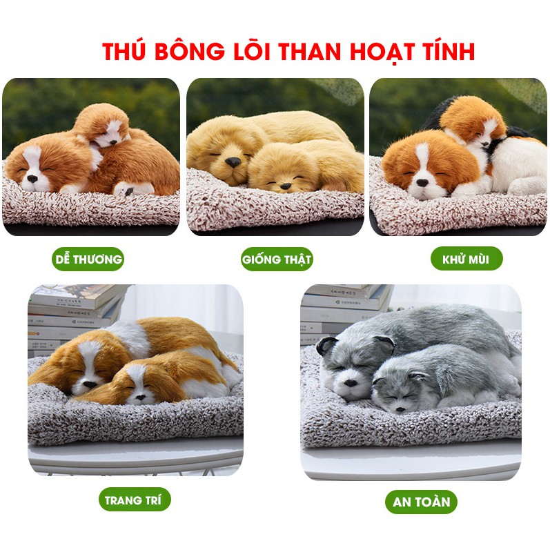 Chó mèo than hoạt tính - Thú bông lõi than hoạt tính khử mùi xe giống thật 99% - an toàn cho trẻ nhỏ