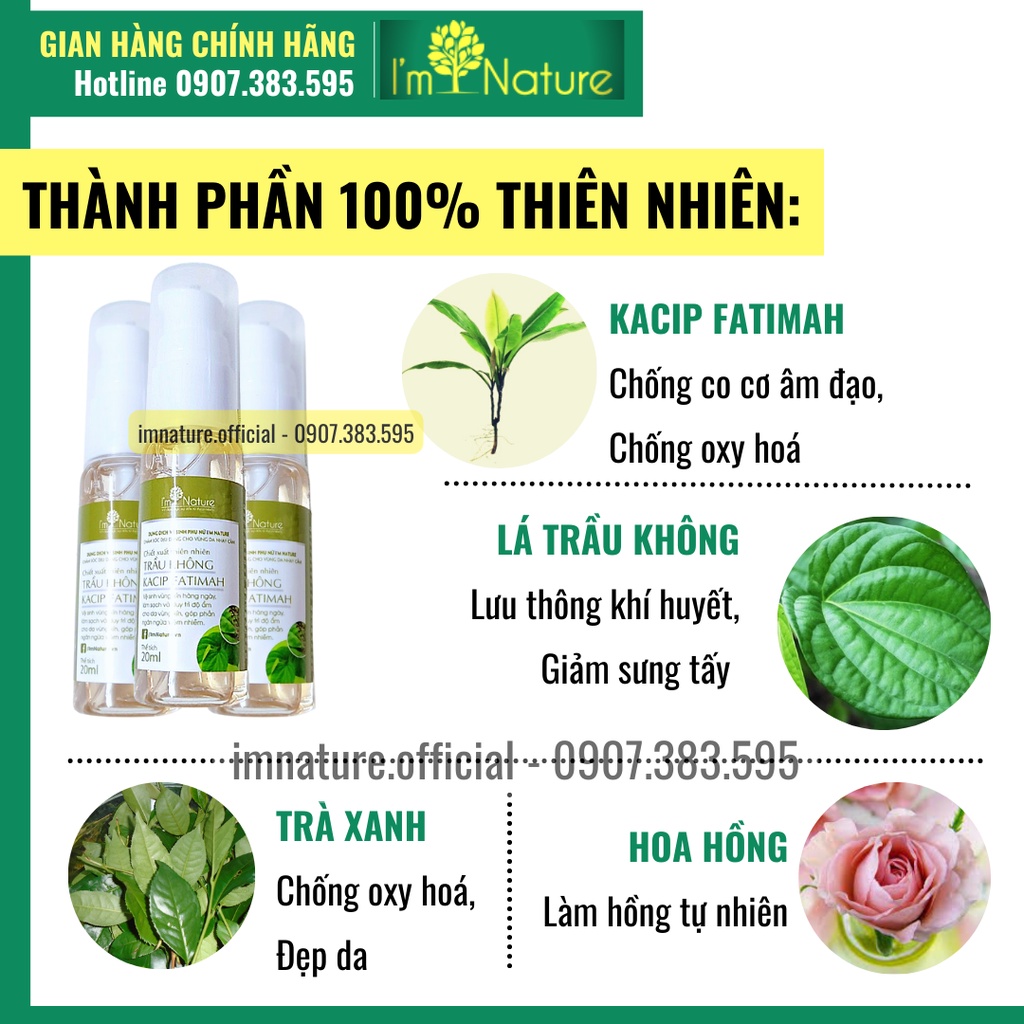 Dung Dịch Vệ Sinh Phụ Nữ Trầu Không I'm Nature Chai Mini 20ml