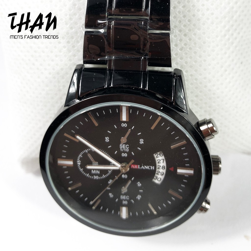 Đồng Hồ Nam Arlanch Dây Thép Đen Phong Cách Doanh Nhân Sang Trọng, Có Lịch Ngày, Kính cường lực chống xước - Tặng hộp | BigBuy360 - bigbuy360.vn
