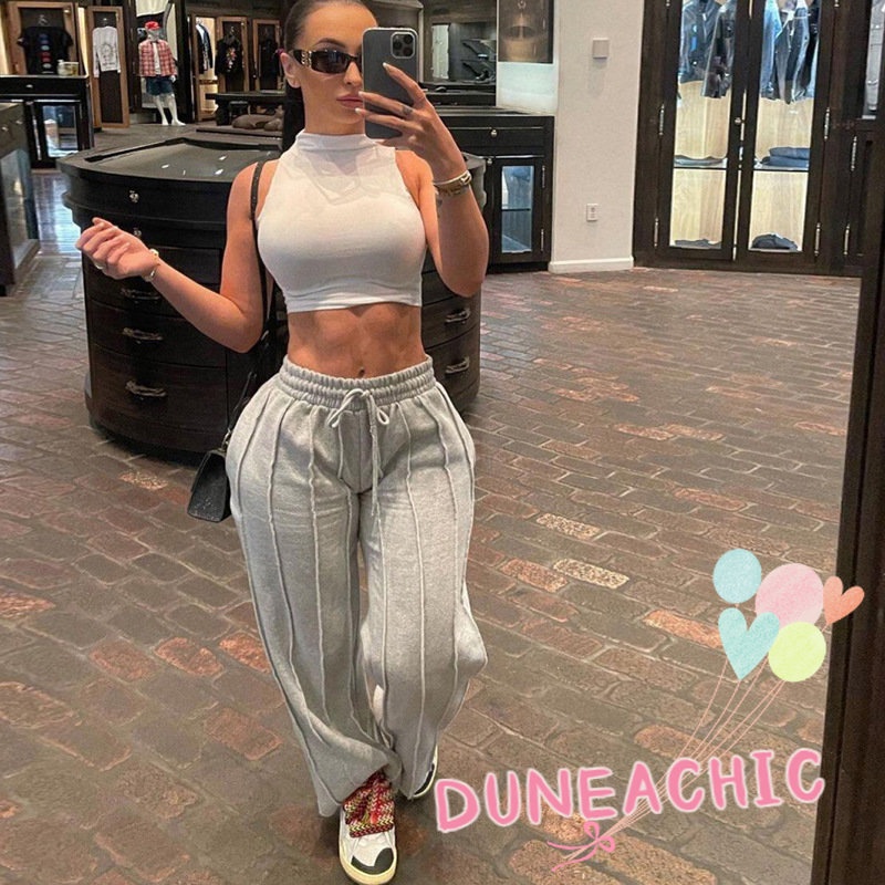 DUNEA Quần Dài Thể Thao Lưng Cao Dáng Rộng Co Giãn Tốt Thiết Kế Quyến Rũ Cho Nữ