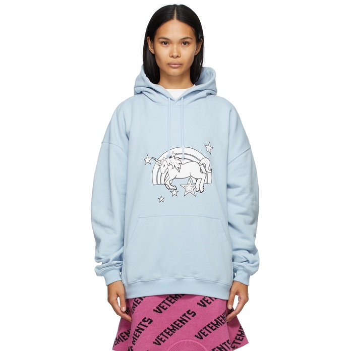 Áo hoodie Vetements Unicorn xanh