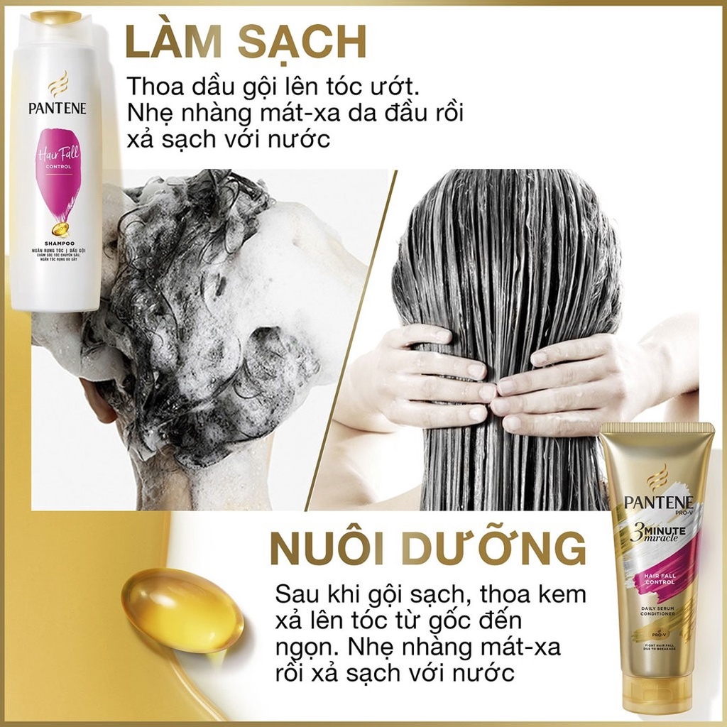 Dầu Gội PANTENE Ngăn Rụng Tóc Hair Fall Control Shampoo 650g