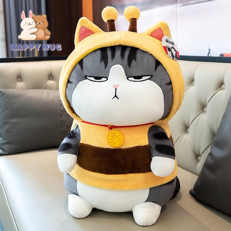 Gấu Bông mèo hoàng thượng Size 24/40cm và chó mặt xị cosplay ong siêu dễ thương nhồi gòn cao cấp - Happy Hug