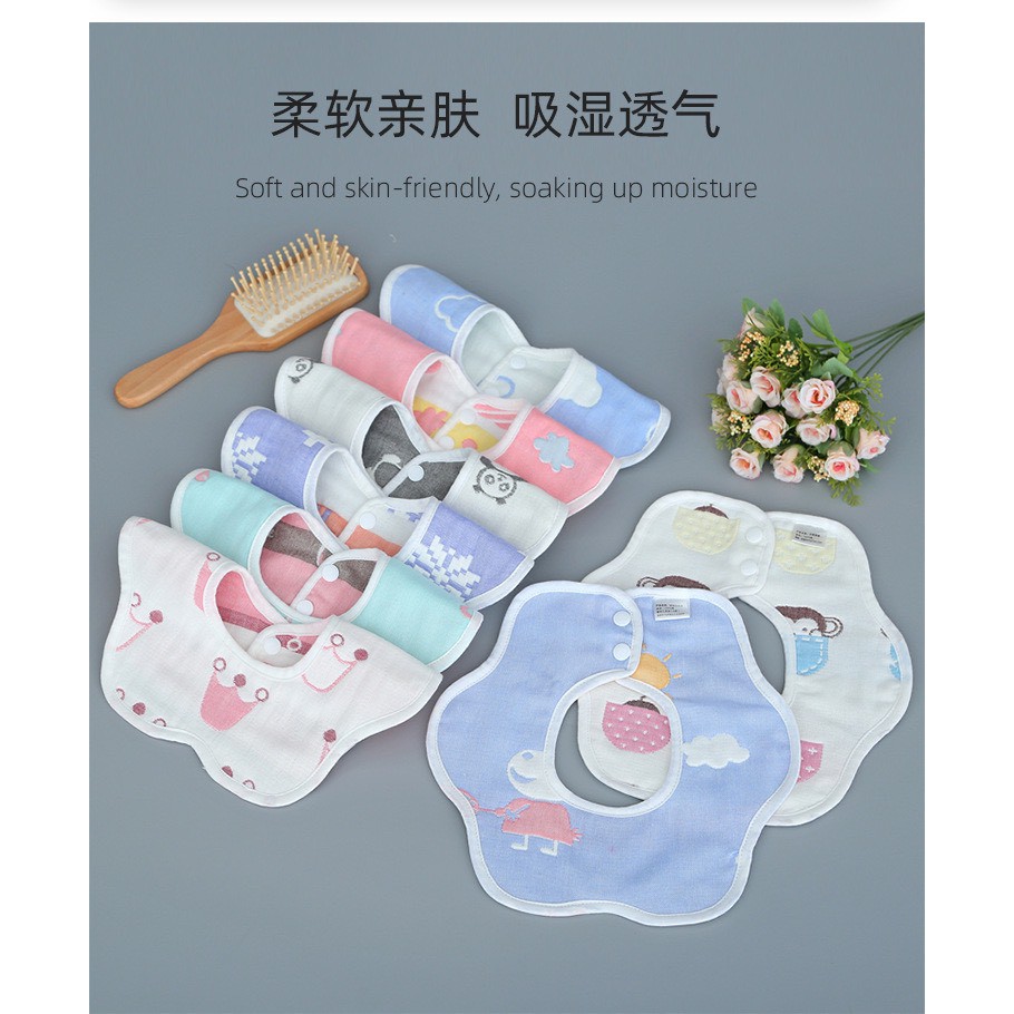 Set 2 Khăn yếm xô tròn Organic, yếm xô tròn quàng cổ 4 lớp 360 độ cho bé sơ sinh