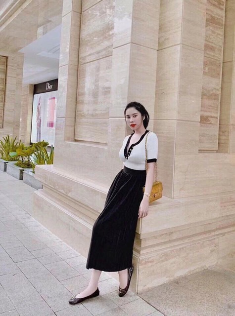 Áo len mỏng ngắn tay cổ Y khuy giữa, Áo len Mongtoghi co giãn AL1088 - NhiNhi Shop