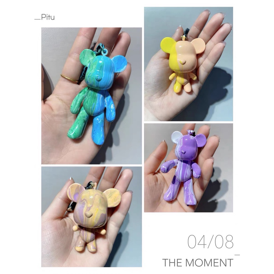Set đồ chơi DIY móc khóa BearBrick hot trend nhiều màu sắc, gấu đổ màu móc khóa Master Kids