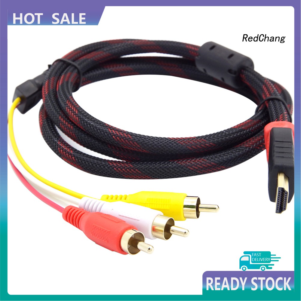 -SPQ- DOONJIEY HDMI Male to 3 RCA AV Composite Male M/M Connector Adapter Cable Cord