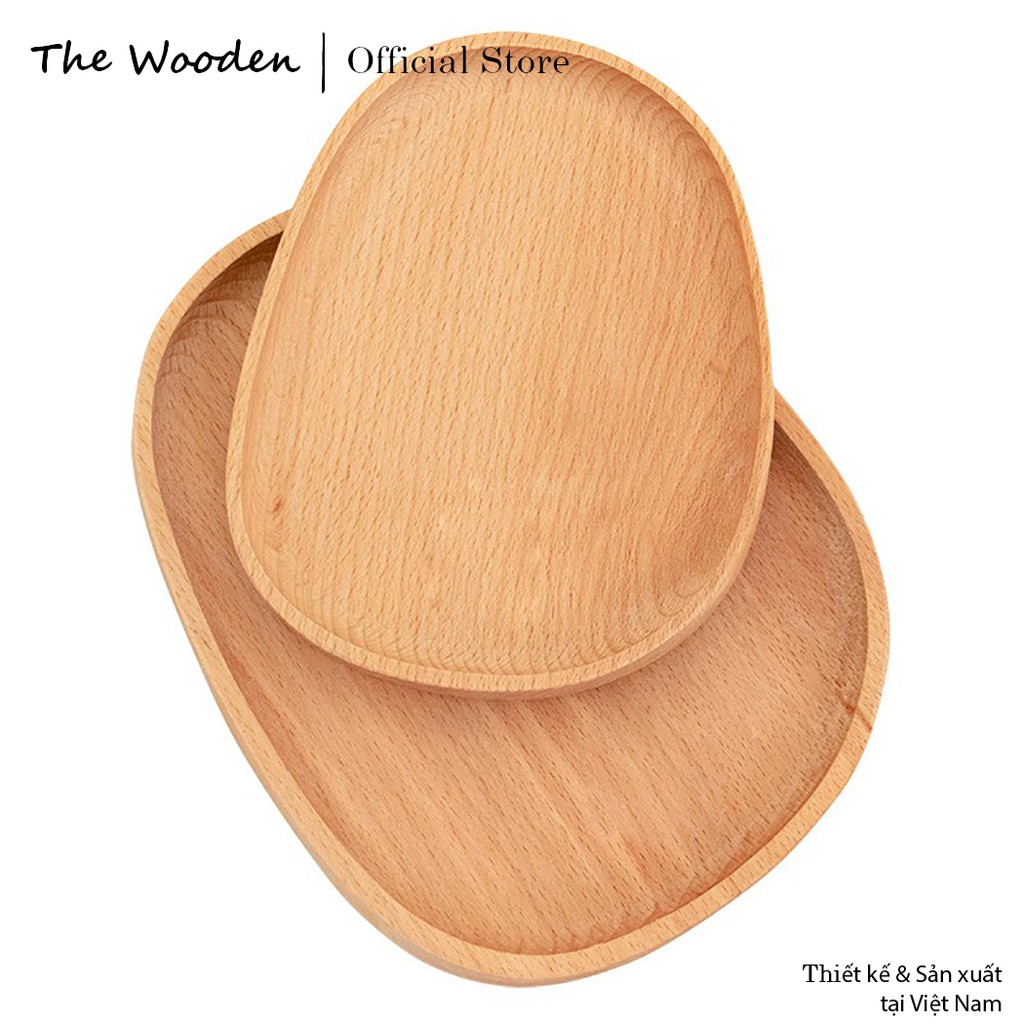 Khay Gỗ Đựng Đồ Ăn Oval Làm Từ Gỗ Tần Bì THE WOODEN Đa Dụng Nhiều Kích Thước Tiêu Chuẩn Xuất Khẩu