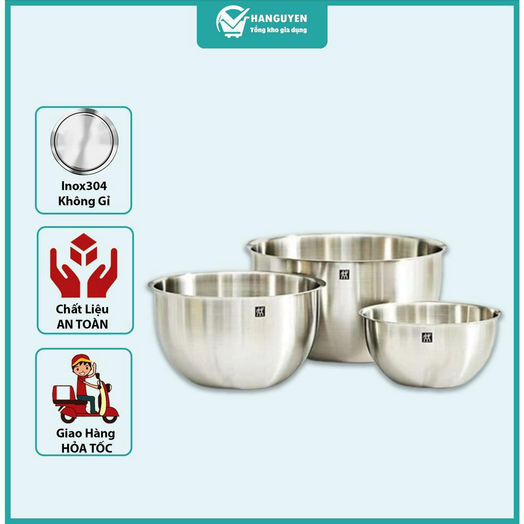 Set 3 âu trộn inox Đức Zwilling, set 3 tô inox to để trộn salad, ướp thịt, trộn bột làm bánh, đựng cơm canh.