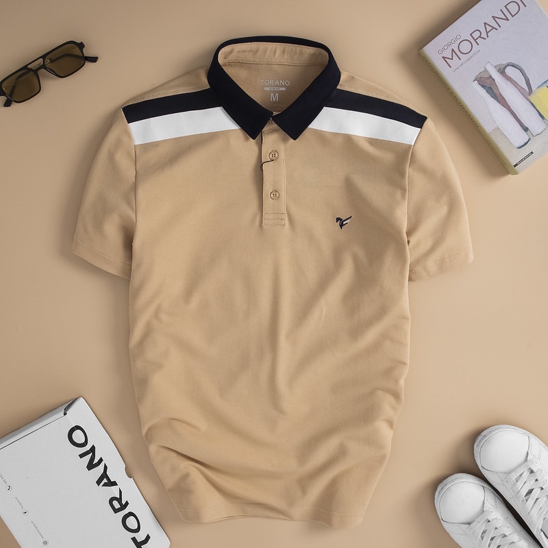 Áo polo nam TORANO ngắn tay thoáng khí can phối vai DSTP625
