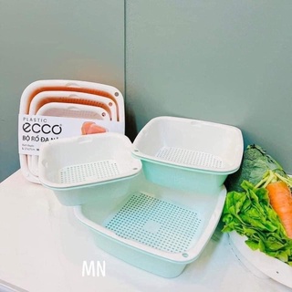 BỘ THAU RỔ ECCO CAO CẤP (3 THAU + 3 RỔ)